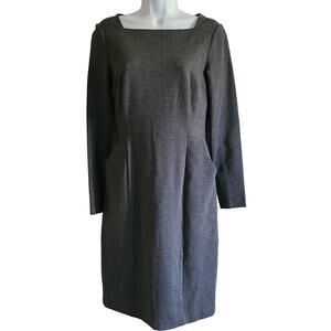 BROOKS‎ BROTHERS Gray Stretch Knit Career Dress With Pockets Women's Size 2
